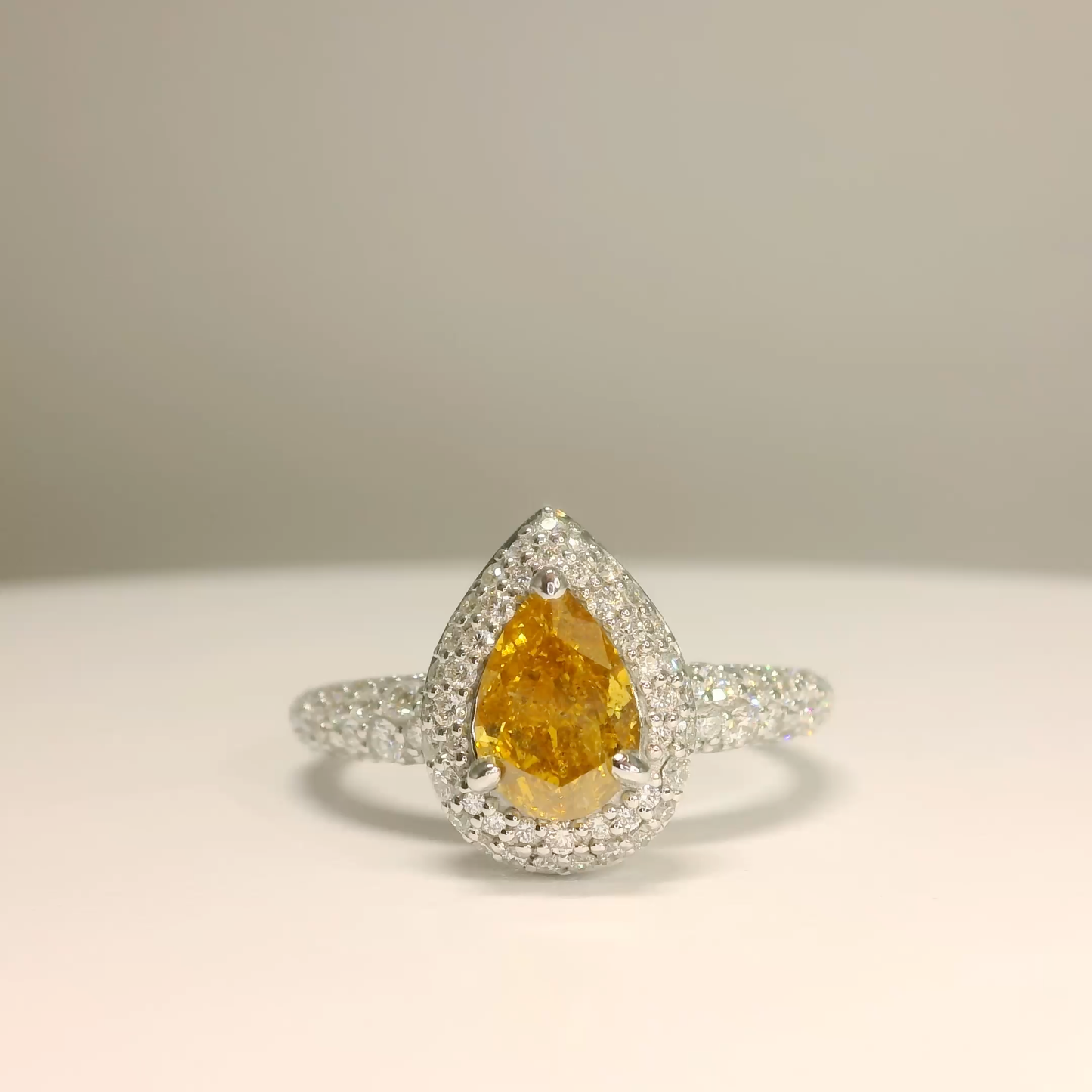 Fancy Deep Orange Yellow Natural Diamond transformable ring and pendant