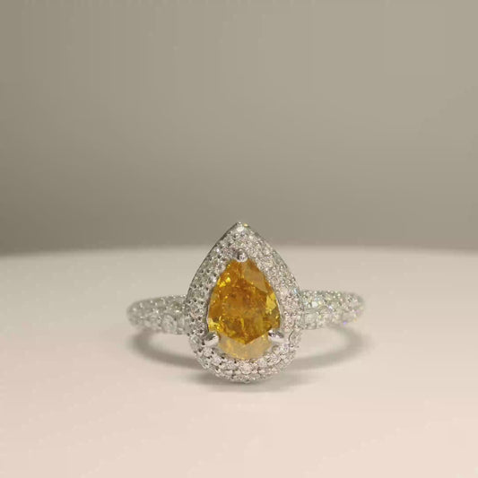 Fancy Deep Orange Yellow Natural Diamond transformable ring and pendant