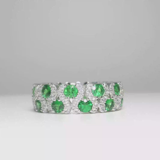 Tsavorite and white sapphire eternity ring