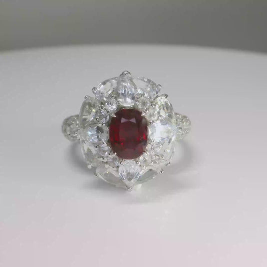 Unheated and Untreated Burma Ruby transformable ring and pendant